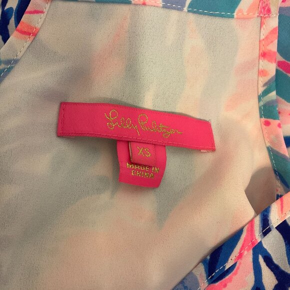 Lilly Pulitzer Dusk Top XS Blue White Pink Adjustable Spaghetti Strap - Picture 10 of 10